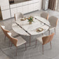 Contemporary Dinner Table Steel Base Stone Dining Table for Home