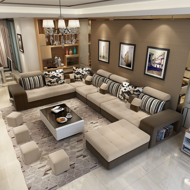 Contemporary 6-seater Modular Sectional with Square Arm for Living Room