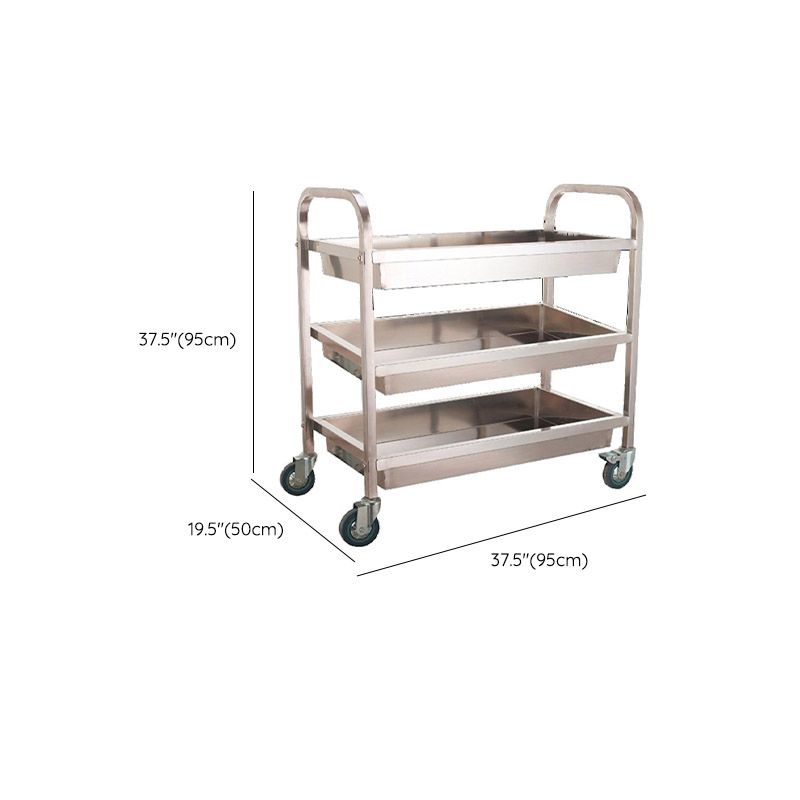 Moderno carrello da cucina in metallo in metallo aperto carrello da cucina in argento