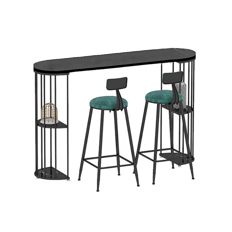 Industrial Bar Dining Table Oval Counter Height Dining Table for Kitchen