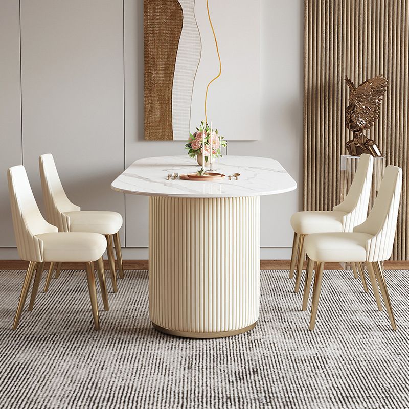 Dining Room Dinner Kitchen Table Simple Pedestal Stone Dining Table Clearhalo 'Dining Tables & Seating' 'Dining Tables' 'dining_table' 'furn' 'furn_dining_table' 'Furniture' 'Kitchen & Dining Furniture' 1200x1200_1024dce9-235d-4bd0-bde9-aadcb453d68f