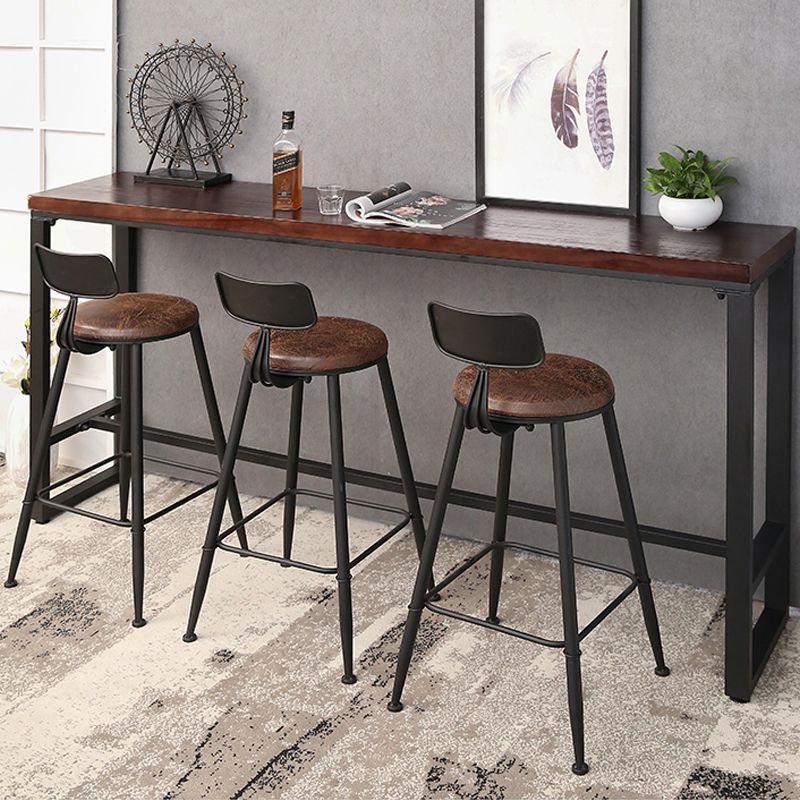 Industrieller Bistro-Bartisch aus massivem Holz, rechteckiger Bartisch mit Metallgestell