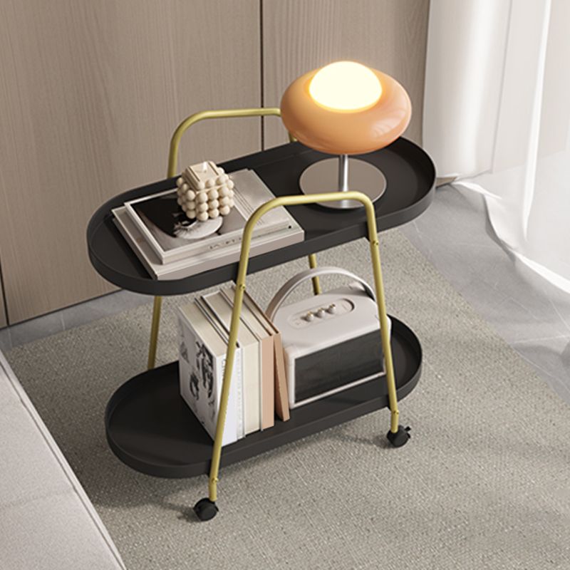 25.19" Tall 4 Legs Side Table with Metal Shelves Oval End Table Stand Clearhalo 'Coffee & Accent Tables' 'End & Side Tables' 'end_side_tables' 'furn' 'furn_end_side_tables' 'Furniture' 'Living Room Furniture' 1200x1200_10268777-851f-4671-bd3d-5987b39d1d3c