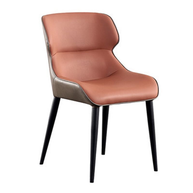 Black Metal Legs Dining Chairs Faux Leather Low Back Side Chair Clearhalo 'Dining Chairs' 'Dining Tables & Seating' 'dining_chair' 'furn' 'furn_dining_chair' 'Furniture' 'Kitchen & Dining Furniture' 1200x1200_10275fef-8048-41c7-8362-ec2037ed4d43