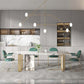 Glam Style Sintered Stone Dining Table Dining Rectangle Table with Metal Legs for Home Use