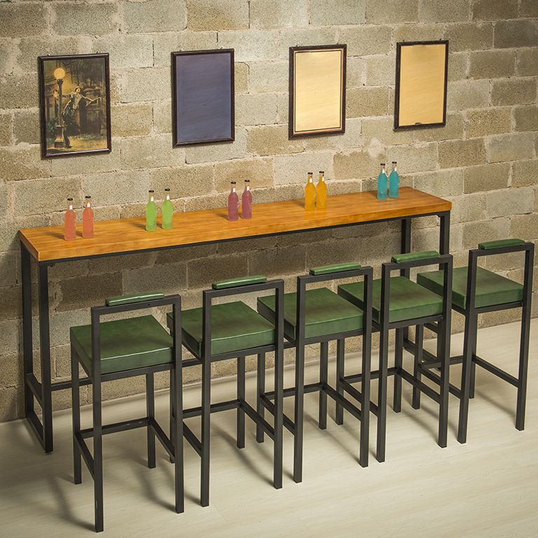 Industrial Bar Table Solid Wood Bar Dining Table with Trestle Base Clearhalo 'Bar Furniture' 'Bar Tables' 'bar_tables' 'furn' 'furn_bar_tables' 'Furniture' 'furniture_bar_tables' 'Kitchen & Dining Furniture' 1200x1200_102908f8-ef15-4e61-a5dc-1b299c6f17fd