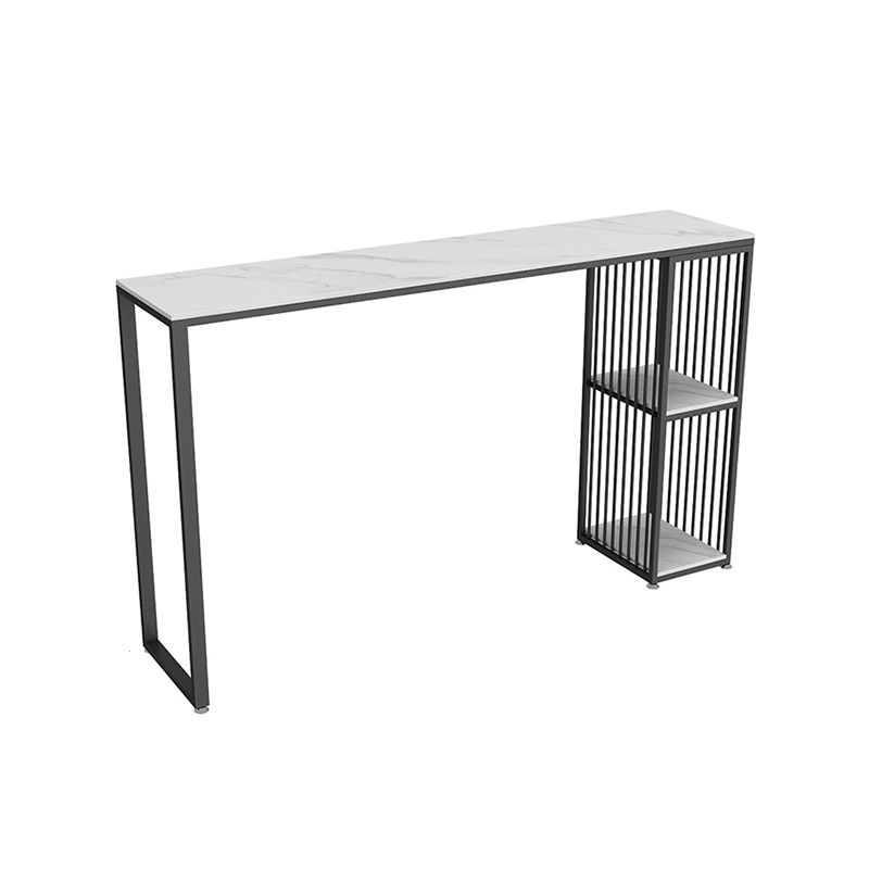 1/3 piezas de mesa de barra de hierro glamour bistro de piedra rectangular con estante