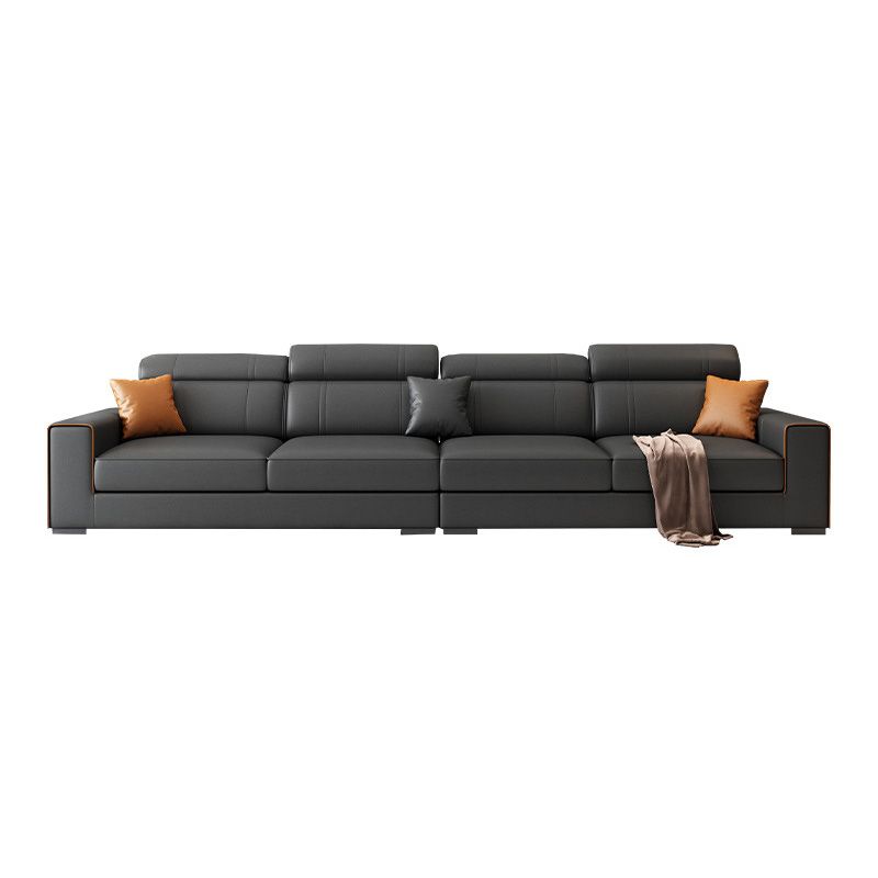 Square Arm Sectional Dark Gray Cushion Back Storage Faux Leather Living Room Sofa Clearhalo 'furn' 'furn_sectionals' 'Furniture' 'furniture_sectionals' 'Living Room Furniture' 'Sectionals' 1200x1200_102c5bb7-6a32-40fb-a2bc-032f9d6cba89