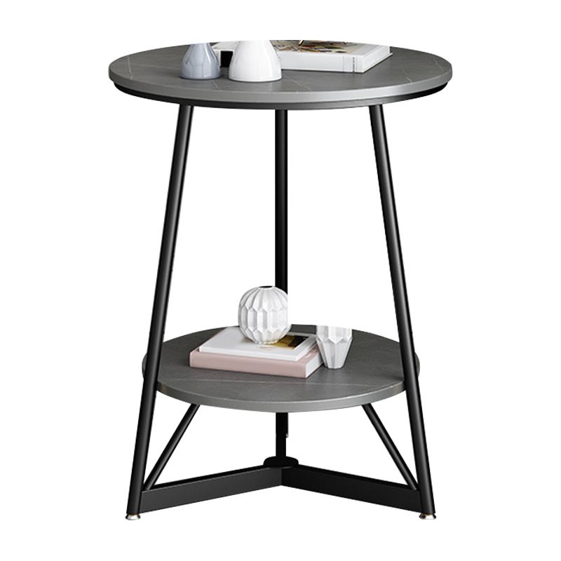 23.6" Tall Modern Round Slate Top Side Table Metal Cross-leg End Table with Shelf Clearhalo 'Coffee & Accent Tables' 'End & Side Tables' 'end_side_tables' 'furn' 'furn_end_side_tables' 'Furniture' 'Living Room Furniture' 1200x1200_102e23a8-deaf-427d-a2d8-db9b78c864a0