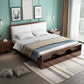 Wood and Upholstered Panel Bed Rubberwood Standard Bed Walnut and Natural