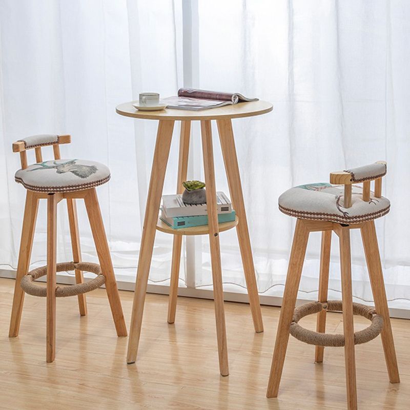 1/3 Pieces Modern Solid Wood Round Pub Table with High Stools
