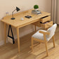 Modern Solid Wood Office Desk Rectangle Task Desk with 2-Drawers for Home