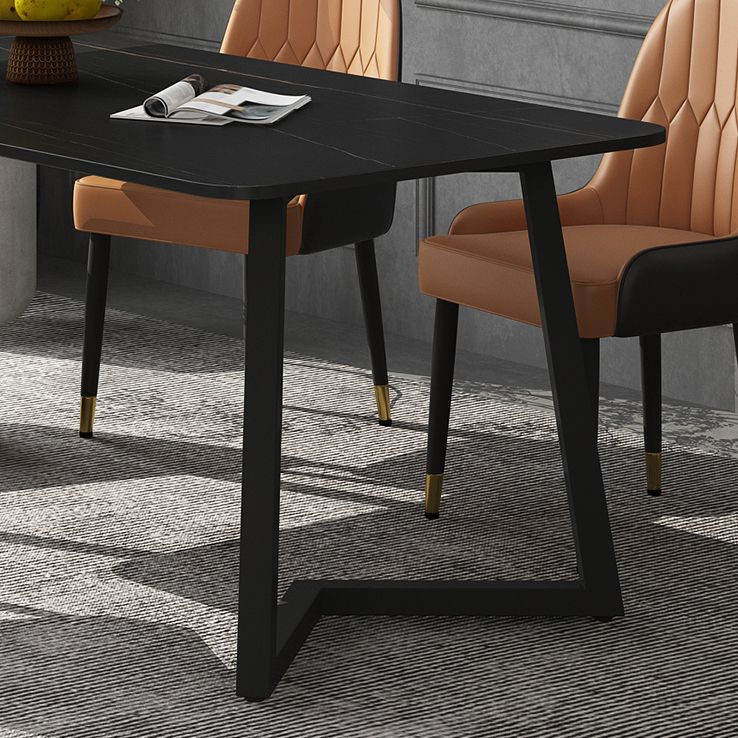 Metal Dinette Set with Faux Leather Chairs 1/2/5/7 Pieces Black Stone Dining Table Set