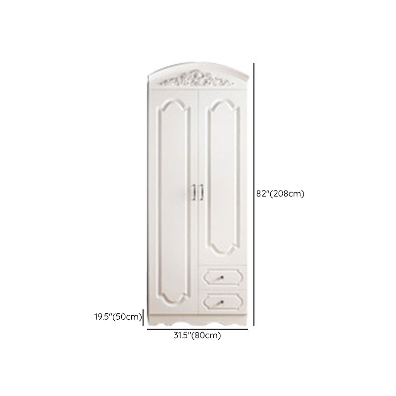 Engineered Wood Cabinet with 2 Drawers French Country White Wardrobe for Home Clearhalo 'Armoires & Wardrobes' 'armoires_wardrobes' 'Bedroom Furniture' 'furn' 'furn_armoires_wardrobes' 'Furniture' 1200x1200_10359a23-5999-4c65-8eea-3d3ebc3353cf