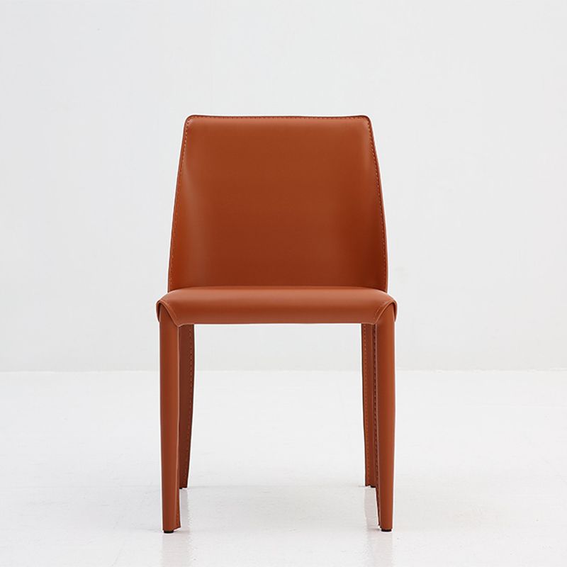 Contemporary Style Leather Dining Chairs Solid Back Armless Chairs for Home Use (Set of 2) Clearhalo ' kitchen&dining_furn' 'Dining Chairs' 'Dining Tables & Seating' 'dining_chair' 'furn' 'furn_dining_chair' 'Furniture' 'furniture_dining_chair' 'Kitchen & Dining Furniture' 'kitchen' 1200x1200_103699ad-f9f6-4b70-8c62-b8af33bebf2c