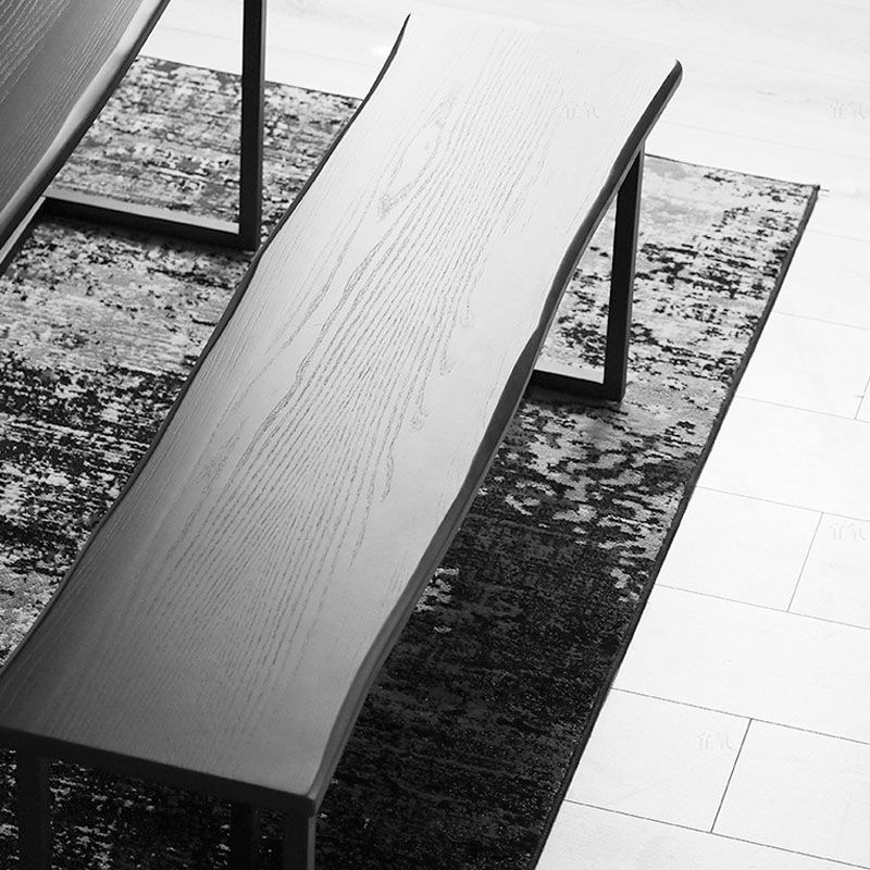 Mid-Century Modern Solid Wood Bench Rectangle Seating Bench in Black with Legs Clearhalo 'Benches' 'Chairs & Seating' 'furn' 'furn_benches' 'Furniture' 'Living Room Furniture' 1200x1200_10387294-7282-4ed3-b11e-3ab53dacc057