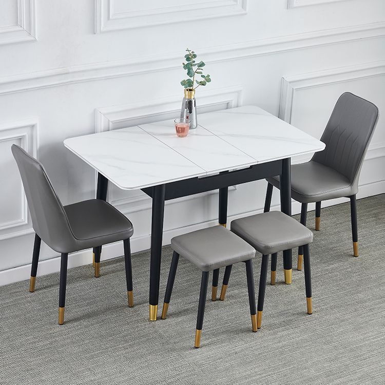 Contemporary Rectangle Dining Room Table White Sintered Stone Table with 4 Legs Clearhalo ' dining_table' 'Dining Tables & Seating' 'Dining Tables' 'furn' 'furn_dining_table' 'Furniture' 'furniture_dining_table' 'Kitchen & Dining Furniture' 'kitchen&dining_furn' 'kitchen' 'kitchen_dining_table' 1200x1200_10387a3d-d073-49b5-ae74-c0b339c523aa