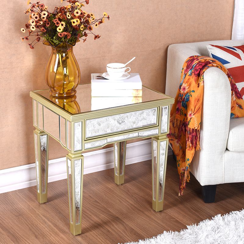 Tabla de extremo superior de vidrio cuadrado contemporáneo 4 Pats Tabla de extremo con cajón