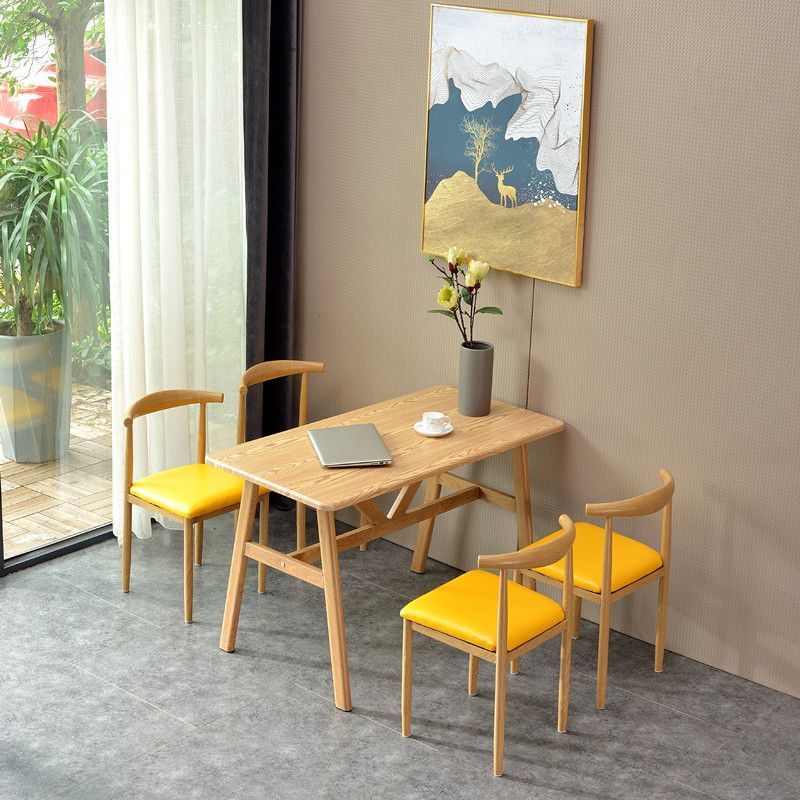 Modern Wooden Dining Room Set with Rectangle Top and Trestle Base Furniture Clearhalo 'Dining Room Sets' 'Dining Tables & Seating' 'dining_room_set' 'furn' 'furn_dining_room_set' 'Furniture' 'furniture_dining_room_set' 'Kitchen & Dining Furniture' 'kitchen&dining_furn' 'kitchen' 1200x1200_10390d28-c005-416f-89c6-5b4f214c3dc2