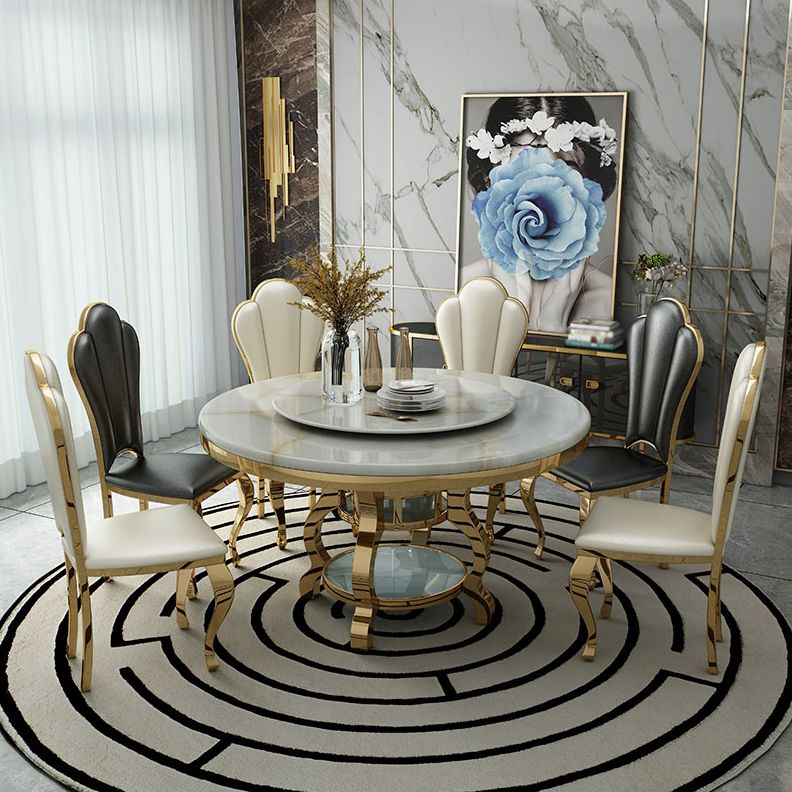 Luxury Style Marble Dining Table Single Pedestal Base Round Table for Home Clearhalo ' dining_table' 'Dining Tables & Seating' 'Dining Tables' 'furn' 'furn_dining_table' 'Furniture' 'furniture_dining_table' 'Kitchen & Dining Furniture' 'kitchen&dining_furn' 'kitchen' 'kitchen_dining_table' 1200x1200_103918b7-08ed-49ba-a87b-f6097e53d206