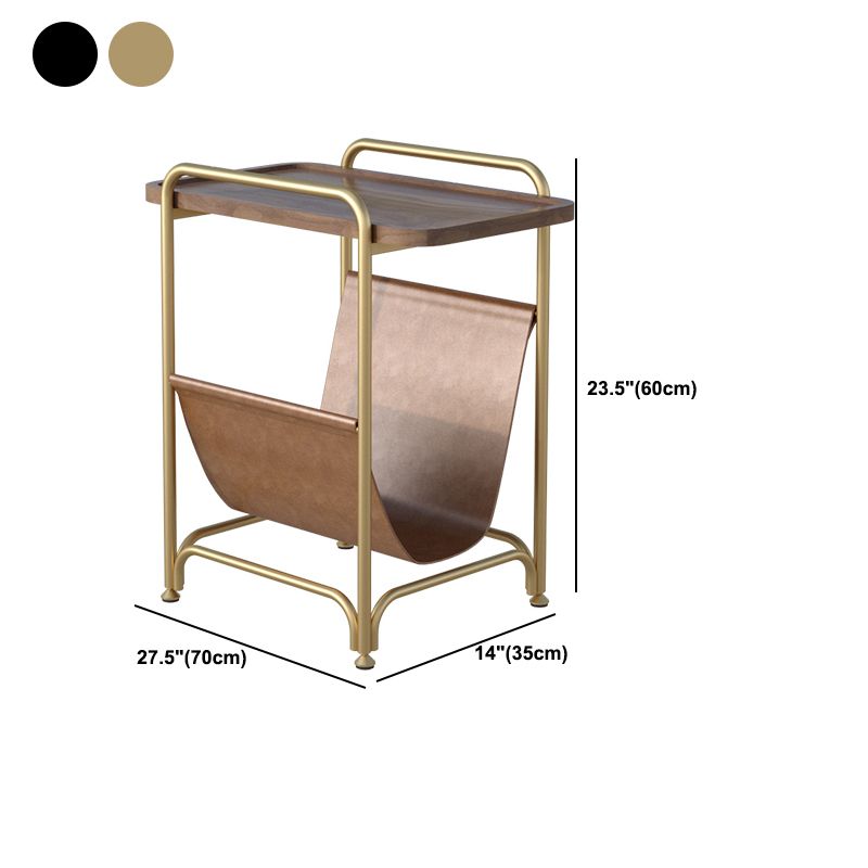 Rectangle Wood Top Side Table Iron Frame End Table with Magazine Holder Clearhalo 'Coffee & Accent Tables' 'End & Side Tables' 'end_side_tables' 'furn' 'furn_end_side_tables' 'Furniture' 'Living Room Furniture' 1200x1200_103a9680-950c-4b45-9953-068c27a8aaa9