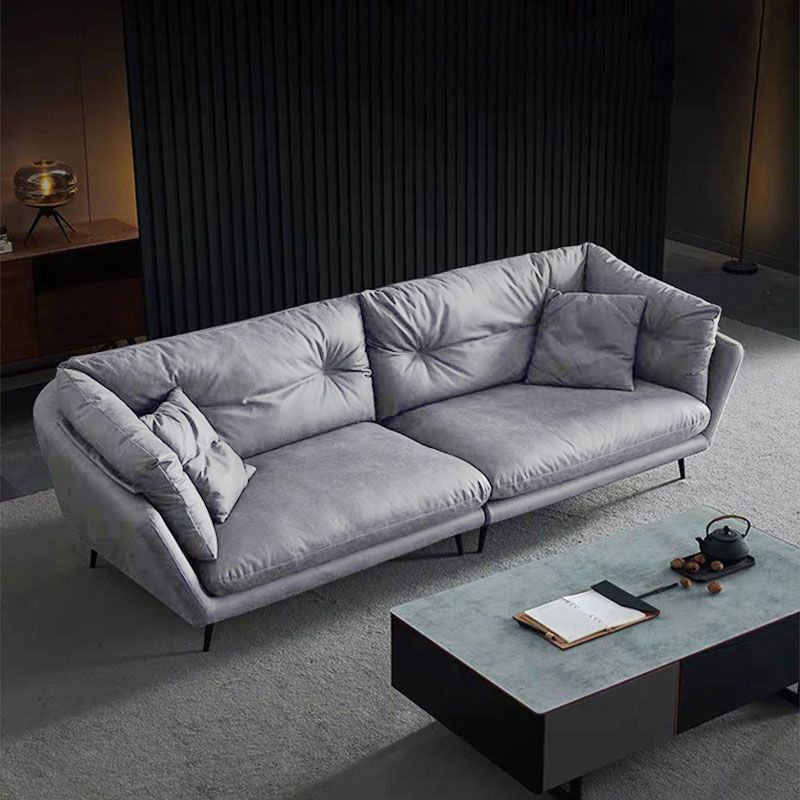 フェイクレザータフテッドコンテンポラリーフレアアームステイン耐性ソファソファ