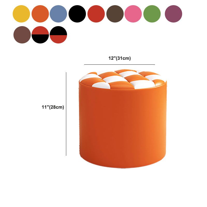 Mid-Century Modern Pouf Ottoman Faux Leather Tufted Square Pattern Round Ottoman Clearhalo 'furn' 'furn_ottomans_poufs' 'Furniture' 'Living Room Furniture' 'Ottomans & Poufs' 'ottomans_poufs' 1200x1200_103cca87-534f-4138-a5bf-8a5c210e5005