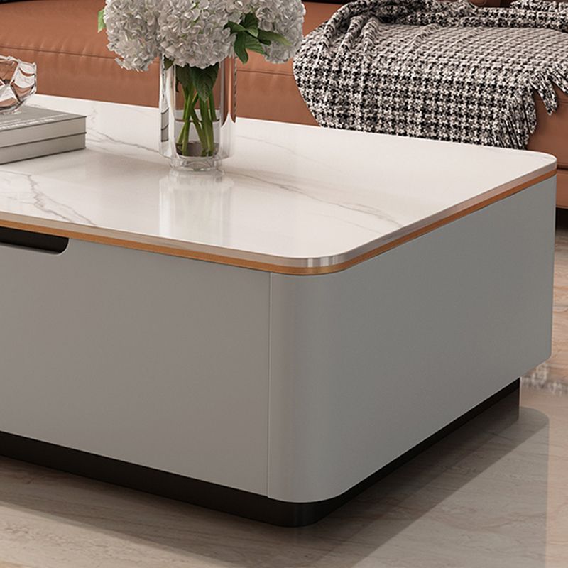 Glam Stone Coffee Table Slate Rectangular Square Cocktail Table in White Clearhalo 'Coffee & Accent Tables' 'Coffee Tables' 'coffee_tables' 'furn' 'furn_coffee_tables' 'Furniture' 'Living Room Furniture' 1200x1200_103cf58c-843c-4687-a079-e19d526b6a21