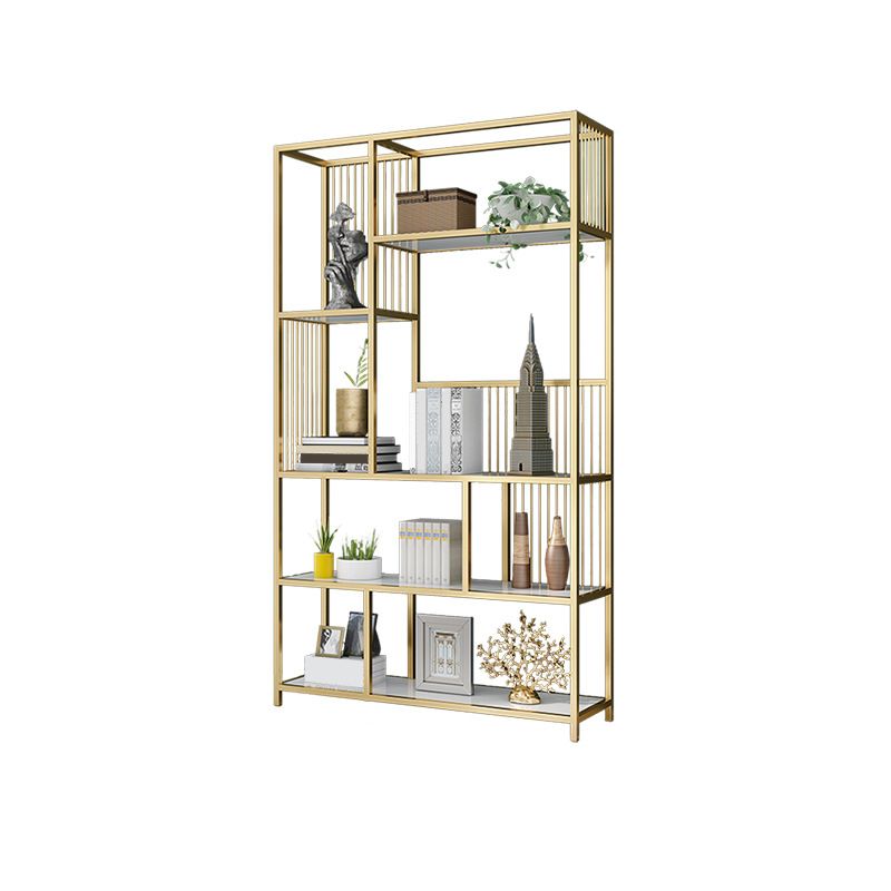Contemporary Etagere Bookshelf Iron Frame White Manufactured Wood Shelf Bookcase Clearhalo 'Bookcases' 'furn' 'furn_bookcases' 'Furniture' 'furniture_bookcases' 'Office Furniture' 1200x1200_103d1946-839e-4df9-9c28-d9a294b980e4