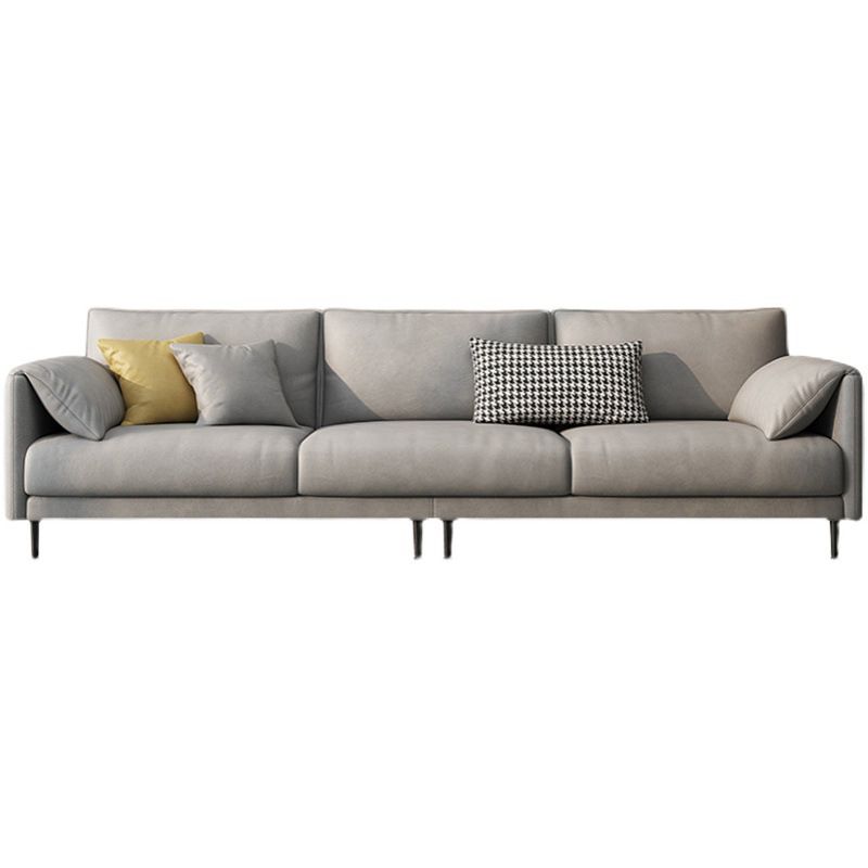 フェイクレザークッションソファコンテンポラリーピロートップアーム標準ソファ