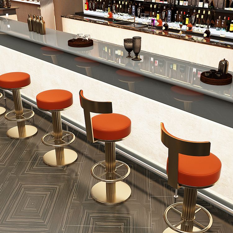 Glam Leather Bar Stool Adjustable Gold Base Counter Stool for Bristol