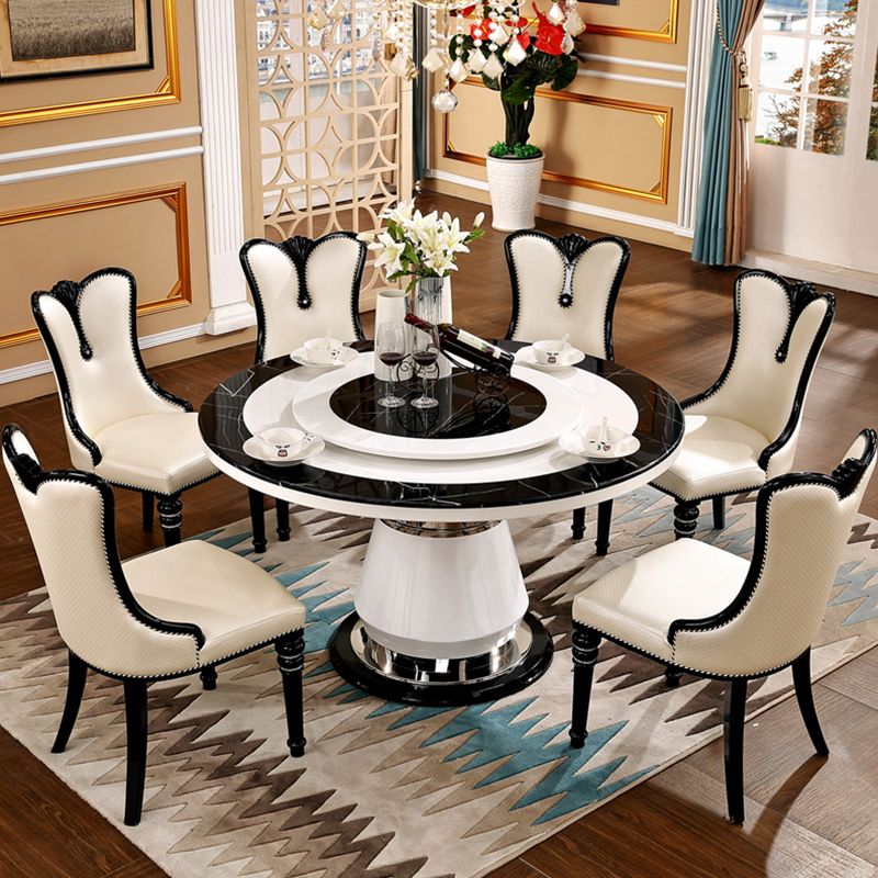 Victorian Style Round Dining Table Metal Pedestal Base Table for Dining Room Clearhalo ' dining_table' 'Dining Tables & Seating' 'Dining Tables' 'furn' 'furn_dining_table' 'Furniture' 'furniture_dining_table' 'Kitchen & Dining Furniture' 'kitchen&dining_furn' 'kitchen' 'kitchen_dining_table' 1200x1200_103e8cec-6893-44fd-86b3-35cb37d6f436