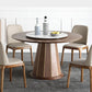 Wood Contemporary Round Dining Table Matte Finish Pedestal Table for Home