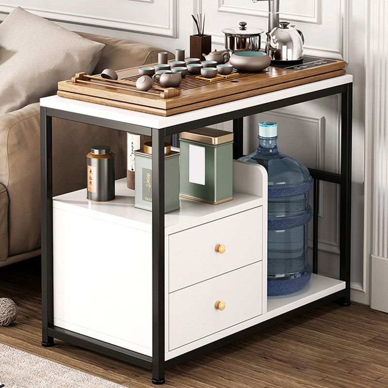 Rectangular Wood 4 Legs Side Table Two-Drawer End Table with Wheel Clearhalo 'Coffee & Accent Tables' 'End & Side Tables' 'end_side_table' 'end_side_tables' 'furn' 'furn_end_side_tables' 'Furniture' 'furniture_end_side_table' 'Living Room Furniture' 1200x1200_103ef1f7-335e-4fa1-981d-46646f609cf3