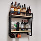 Modern Wall Mounted Wine Racks Metal Wine Jail With Glass Holder & Storage Shelf Clearhalo 'furn' 'furn_wine_racks' 'Furniture' 'Kitchen & Dining Furniture' 'Wine Racks' 'wine_racks' 1200x1200_103f78d3-c00d-4341-8384-8a3a7d222610