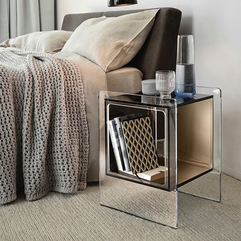 Rectangular Acrylic End Table Set with Storage Modern Simple 21.65" Tall Side Table
