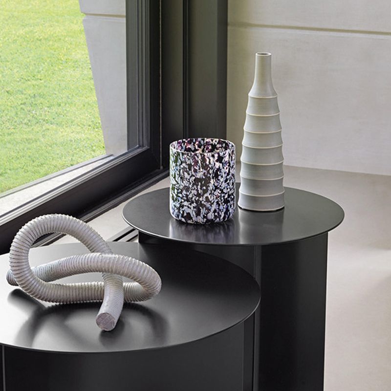 Abstract Coffee Table Black Round Metal Coffee Cocktail Table