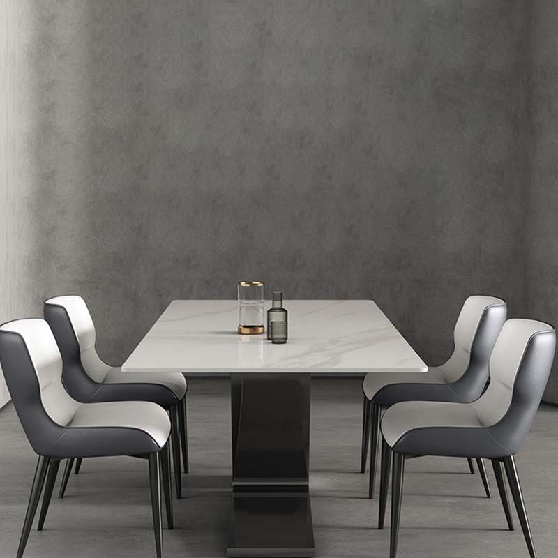 Modern Style Sintered Stone Dining Table Rectangle Table with Metal Legs for Home Use