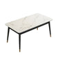 Table à manger rectangulaire de luxe blanc table supérieure en pierre fritrée avec 4 jambes de fer