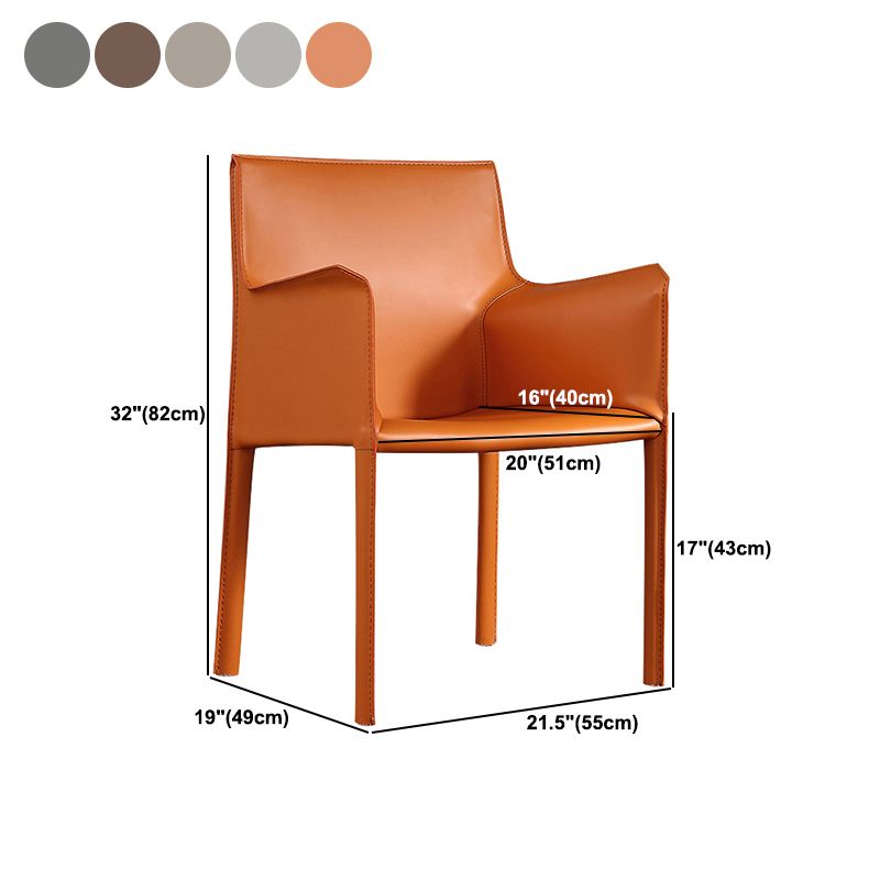 Silla de silla de comedor de cuero contemporánea en acabado mate con patas de acero