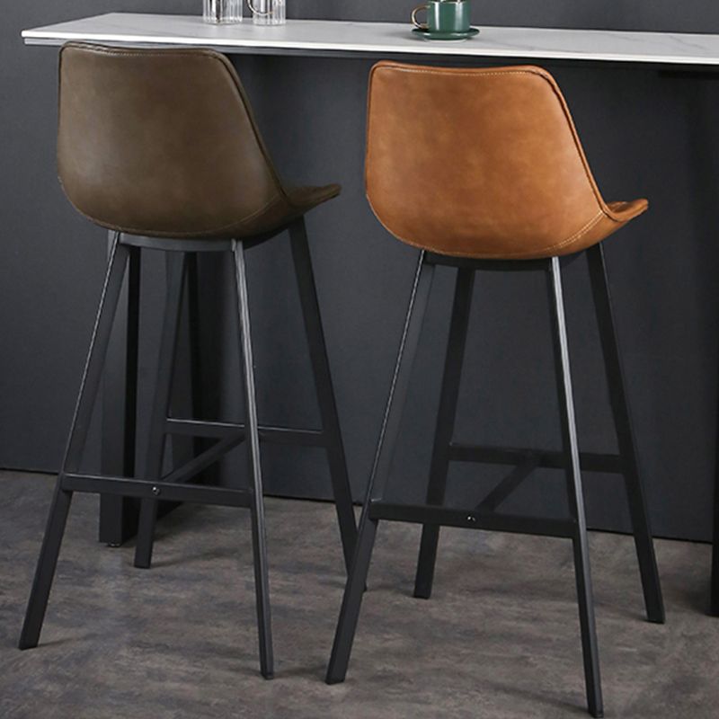 Faux Leather Dining Stools Low Back Bucket Bar Stools with Metal Legs Clearhalo 'Bar Furniture' 'Bar Stools' 'bar_stools' 'furn' 'furn_bar_stools' 'Furniture' 'Kitchen & Dining Furniture' 1200x1200_10488a70-4391-455b-8f50-d1755d5f4ce0