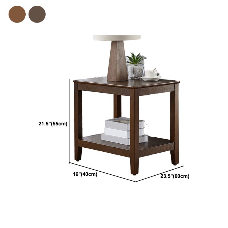 Table d'appoint supérieur carré / rectangle moderne Table de bout à 4 jambes en bois avec étagère