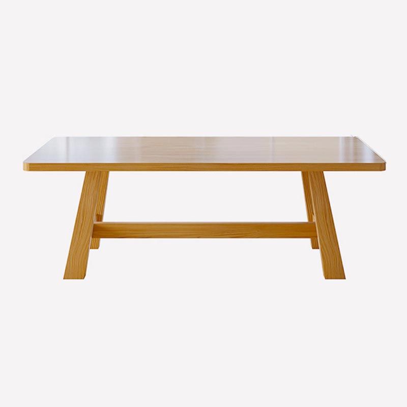 Modern Pine Trestle Dining Table Wood Rectangle Table in Natural Clearhalo 'Dining Tables & Seating' 'Dining Tables' 'dining_table' 'furn' 'furn_dining_table' 'Furniture' 'Kitchen & Dining Furniture' 1200x1200_104bdbee-3bde-44b2-a5c4-58ad4b2b5066