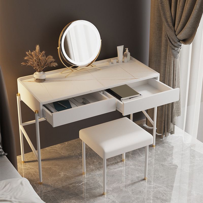 2 Drawers Makeup Table Desk Contemporary White Solid Wood Vanity Clearhalo 'Bedroom Furniture' 'furn' 'furn_makeup_vanities' 'Furniture' 'Makeup Vanities' 'makeup_vanities' 1200x1200_104c662b-f572-4413-b09c-61089094b6b1