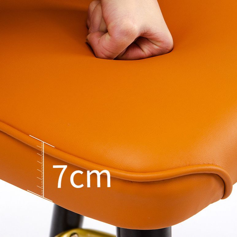 Modern Metal Bar Stools Faux Leather Armed Stool with Low Back