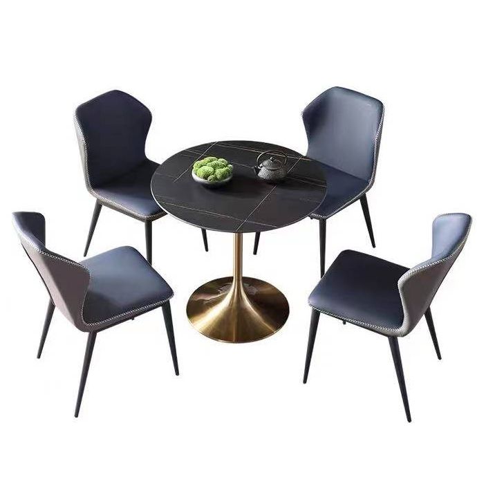 Round Two-Color Dining Table Sintered Stone Table Luxury with Tulip Base Clearhalo ' dining_table' 'Dining Tables & Seating' 'Dining Tables' 'furn' 'furn_dining_table' 'Furniture' 'furniture_dining_table' 'Kitchen & Dining Furniture' 'kitchen&dining_furn' 'kitchen' 'kitchen_dining_table' 1200x1200_104ef6c2-d324-4938-87dc-6aa90d53e69c