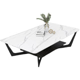 Modern White/grey Slate Top Rectangular Coffee Table with Metal Base Clearhalo 'Coffee & Accent Tables' 'Coffee Tables' 'coffee_tables' 'furn' 'furn_coffee_tables' 'Furniture' 'furniture_coffee_tables' 'Living Room Furniture' 1200x1200_10509adb-9609-4ceb-ab42-386f1881bba0