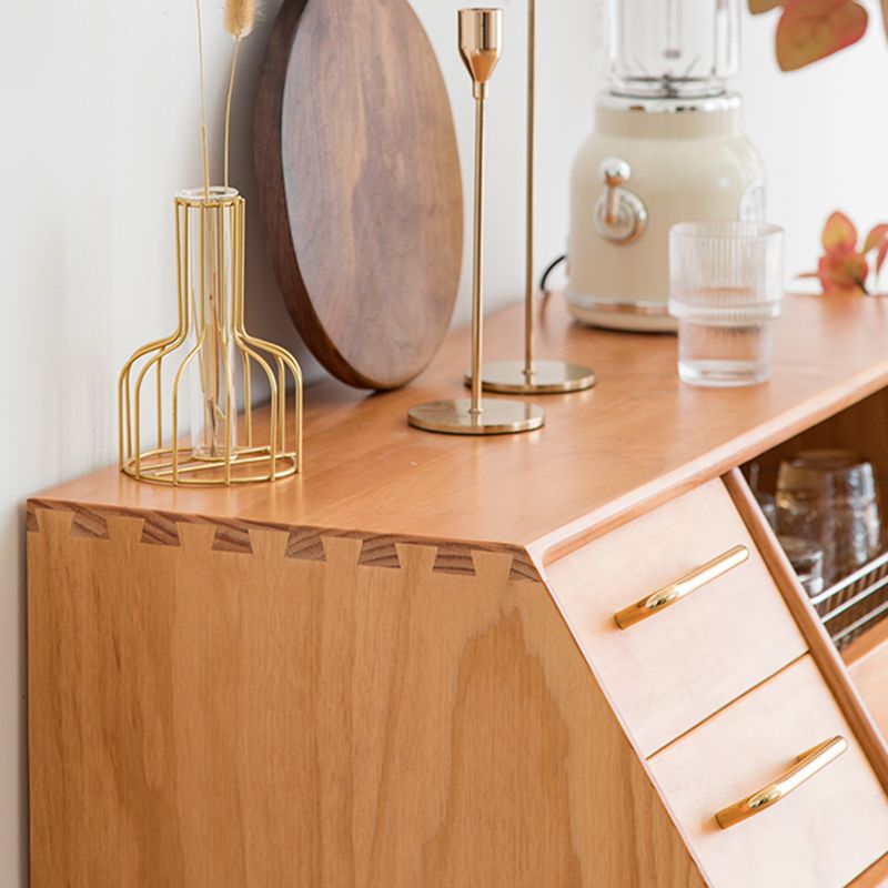 Pine Curio Curio Porte scorrevoli per la visualizzazione contemporanea con cassetti