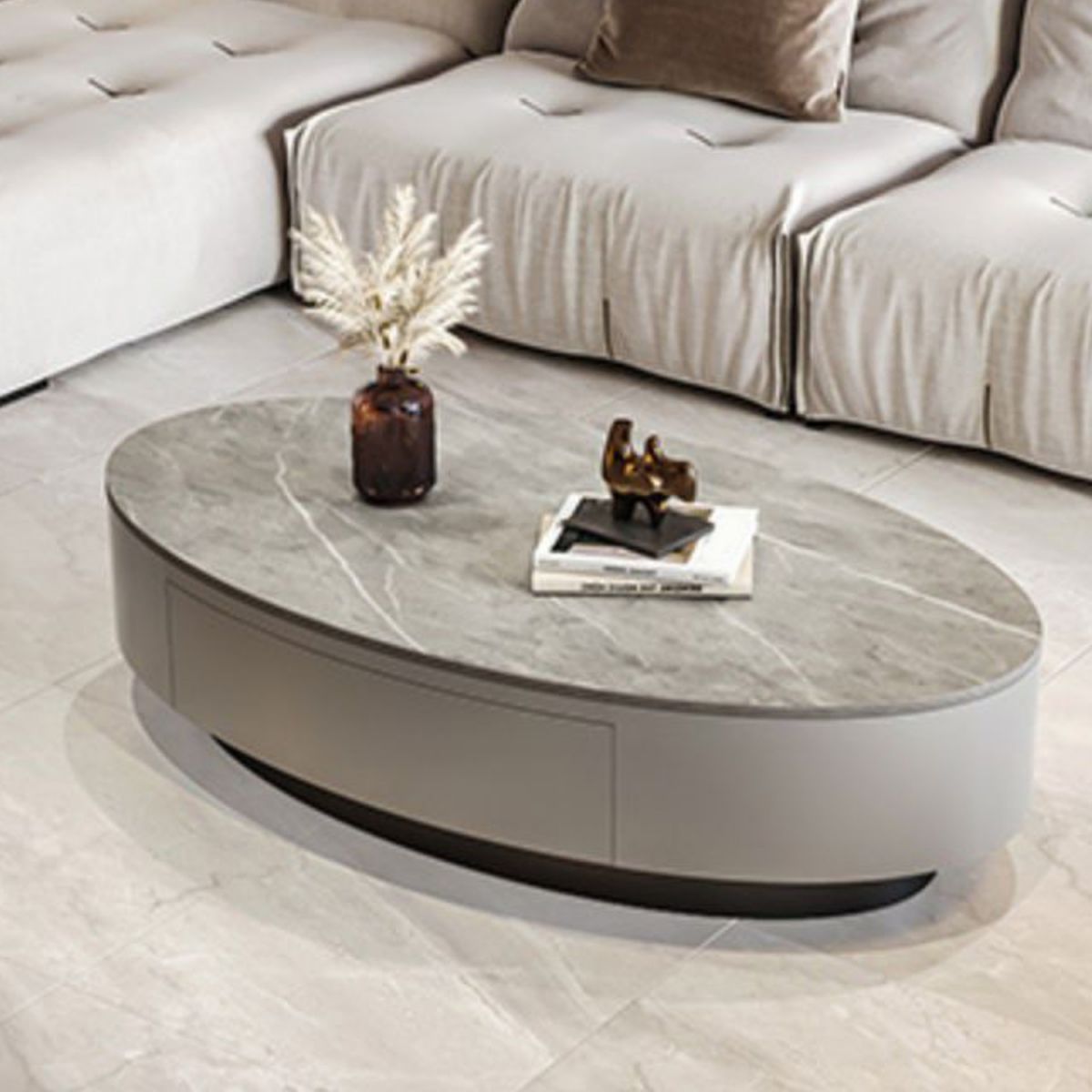 Glam Slate Coffee Cocktail Table Frame Oval Pedestal Coffee Table for Home Clearhalo 'Coffee & Accent Tables' 'Coffee Tables' 'coffee_tables' 'furn' 'furn_coffee_tables' 'Furniture' 'Living Room Furniture' 1200x1200_1051e77b-f212-4e24-823a-77e94b889e48