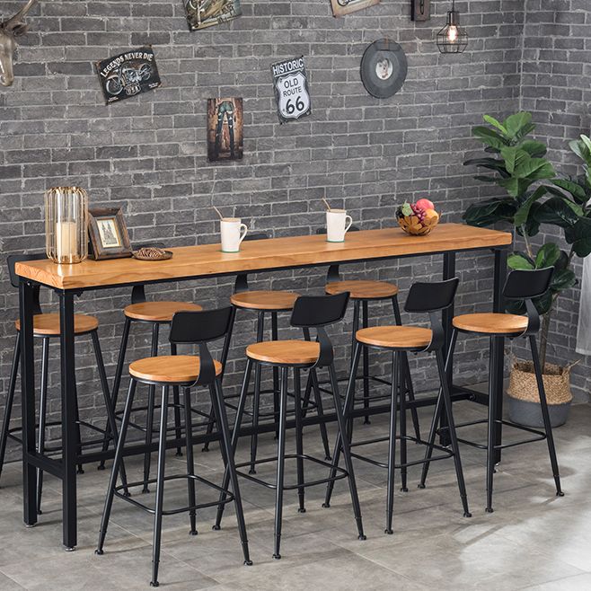 Wood Cocktail Bar Table with Rectangle Table Top Black Trestle Table - 41.3" H Clearhalo 'Bar Furniture' 'Bar Tables' 'bar_tables' 'furn' 'furn_bar_tables' 'Furniture' 'furniture_bar_tables' 'Kitchen & Dining Furniture' 1200x1200_105228c4-92e4-49e5-aa86-3c1f48740135